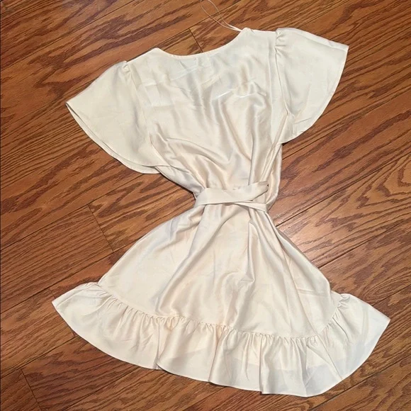Blue Rain Cream Ruffled Wrap Sundress - Picture 3 of 3